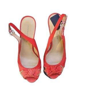 ANTONIO MELANI Vibrant Red Slingback Heels #2